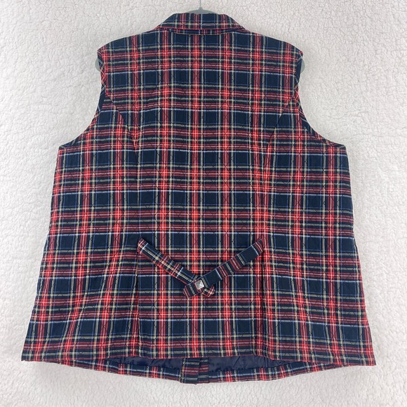 Christopher & Banks Vest Jacket Womens Size 1X Red Blue Plaid Quilted‎ Button-Up - Picture 14 of 15
